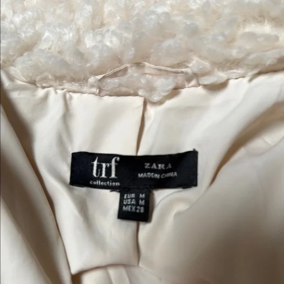 Zara Cream Teddy Jacket Plush Texture - Picture 4 of 4